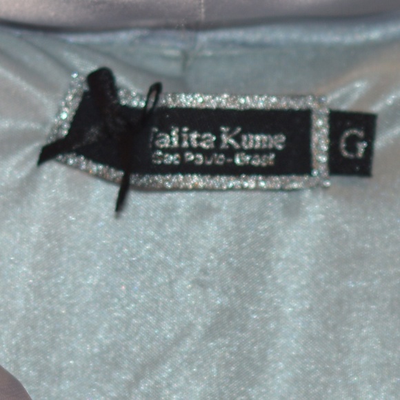 Silver Satiny Pleated /////dress SZ L - Picture 4 of 6